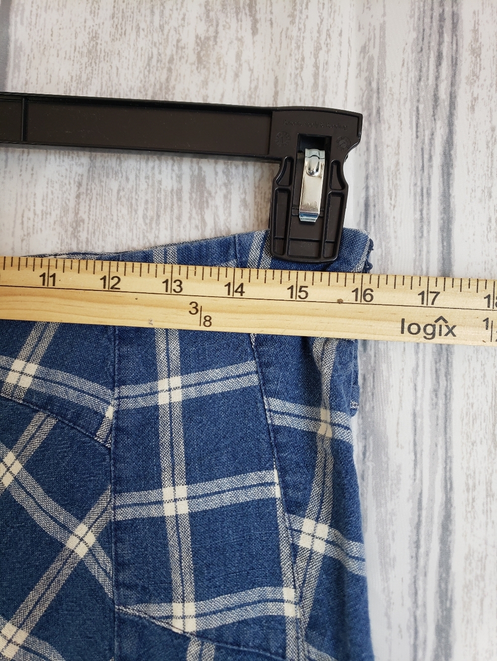 Lauren Ralph Lauren blue plaid linen-cotton midi skirt Size 8 C43 - Picture 6 of 10